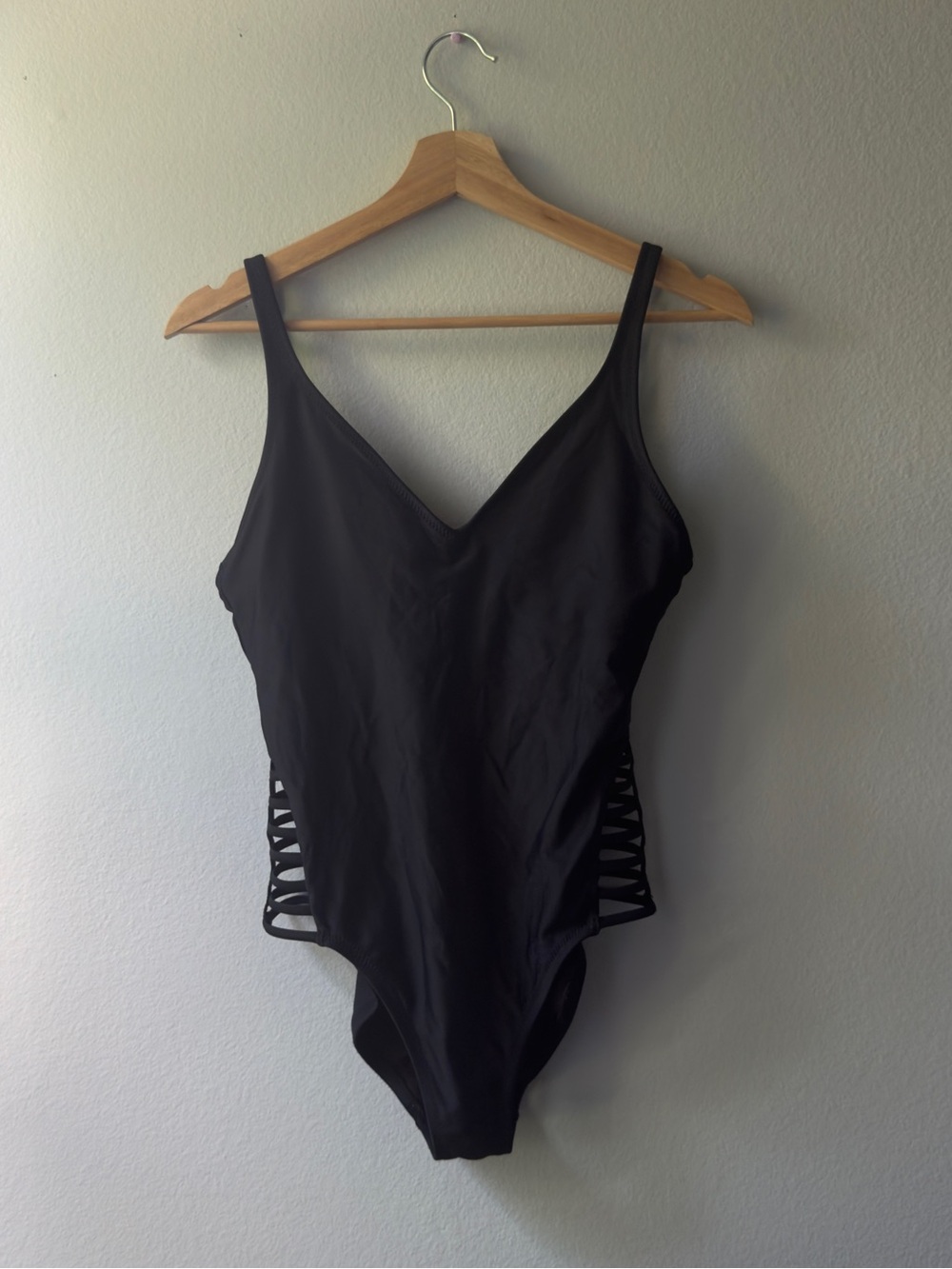 Shade & Shore Black One-Piece Swimsuit with Side Cutouts